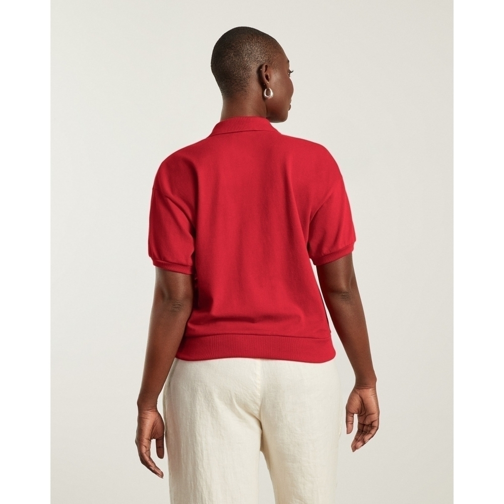 Everlane Shirt Women Small Red Oversized Polo Short Sleeve Organic Cotton Boxy